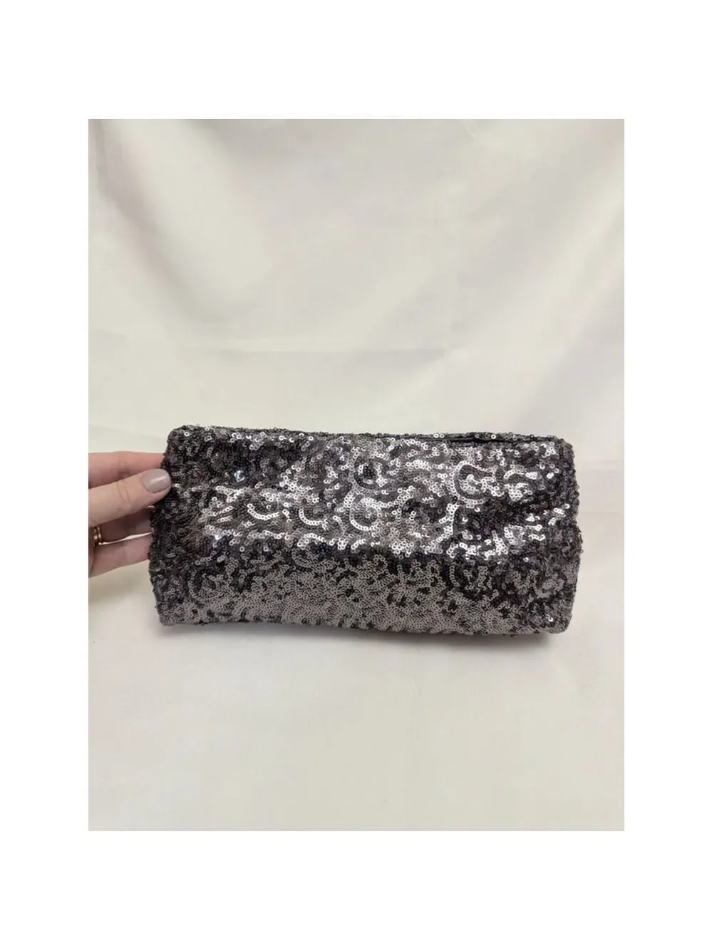 Victoria's Secret Silver Sequin Pouch Bag